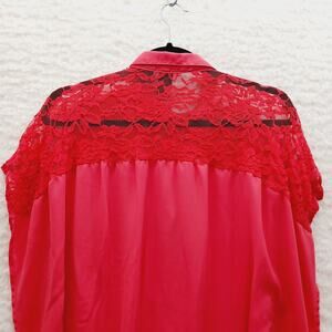 Kimono Blouse BFF Coquette Coral Lace Sharkbite Flowy Romantic Girl Power Size S